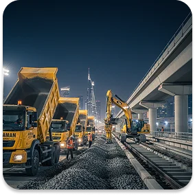 Jebel Ali Port construction site aggregate delivery — bulk transport company Dubai UAE